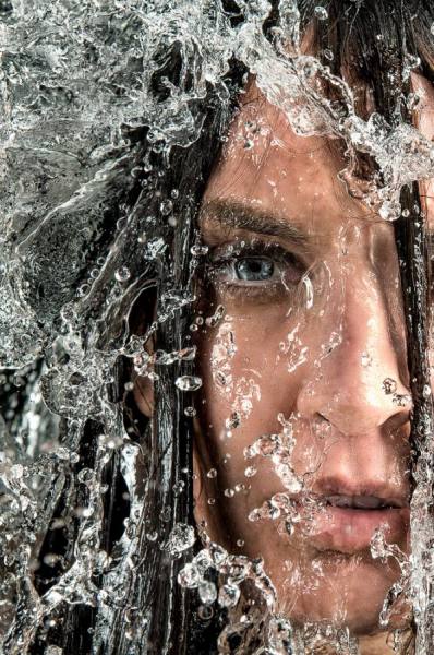 Photograph Kevin Steele Close Up Of Water Falling On Face on One Eyeland
